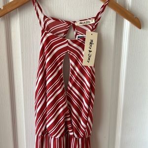 Mikey & Joey asymmetrical red stripe dress